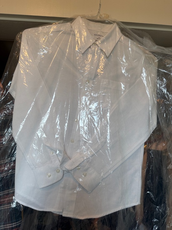 George Other - George Kids Boys Large 10-12 White Dress Shirt Classic Point Collar Button Down